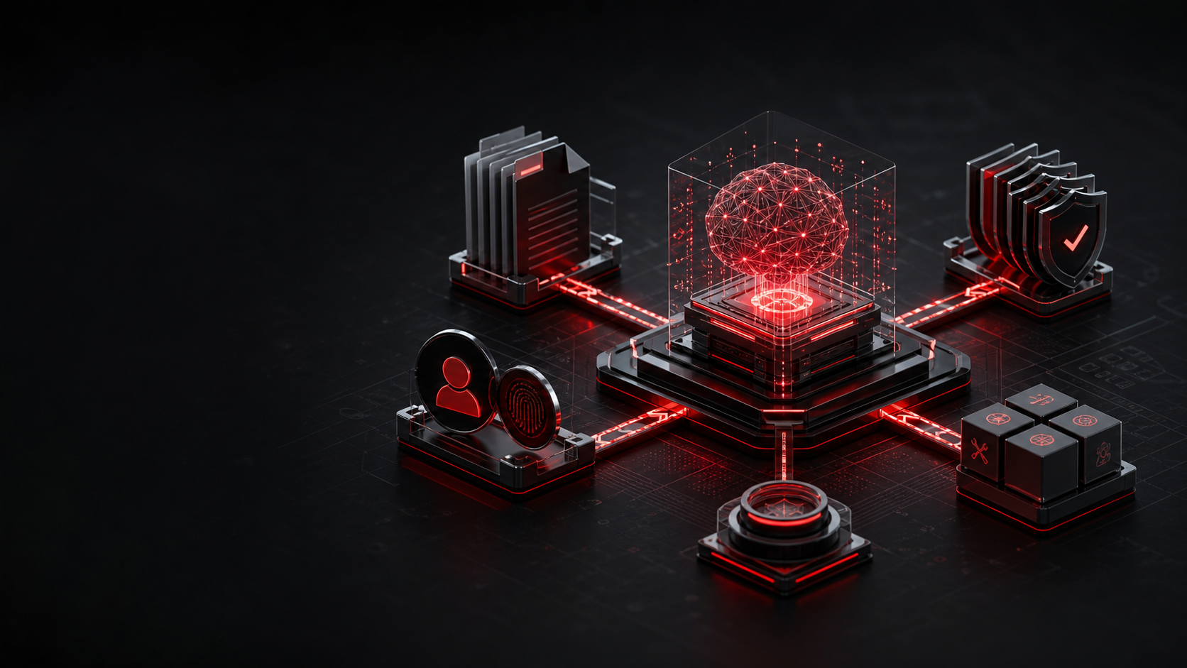 AI model connected to governed identity, data, and approved tool controls