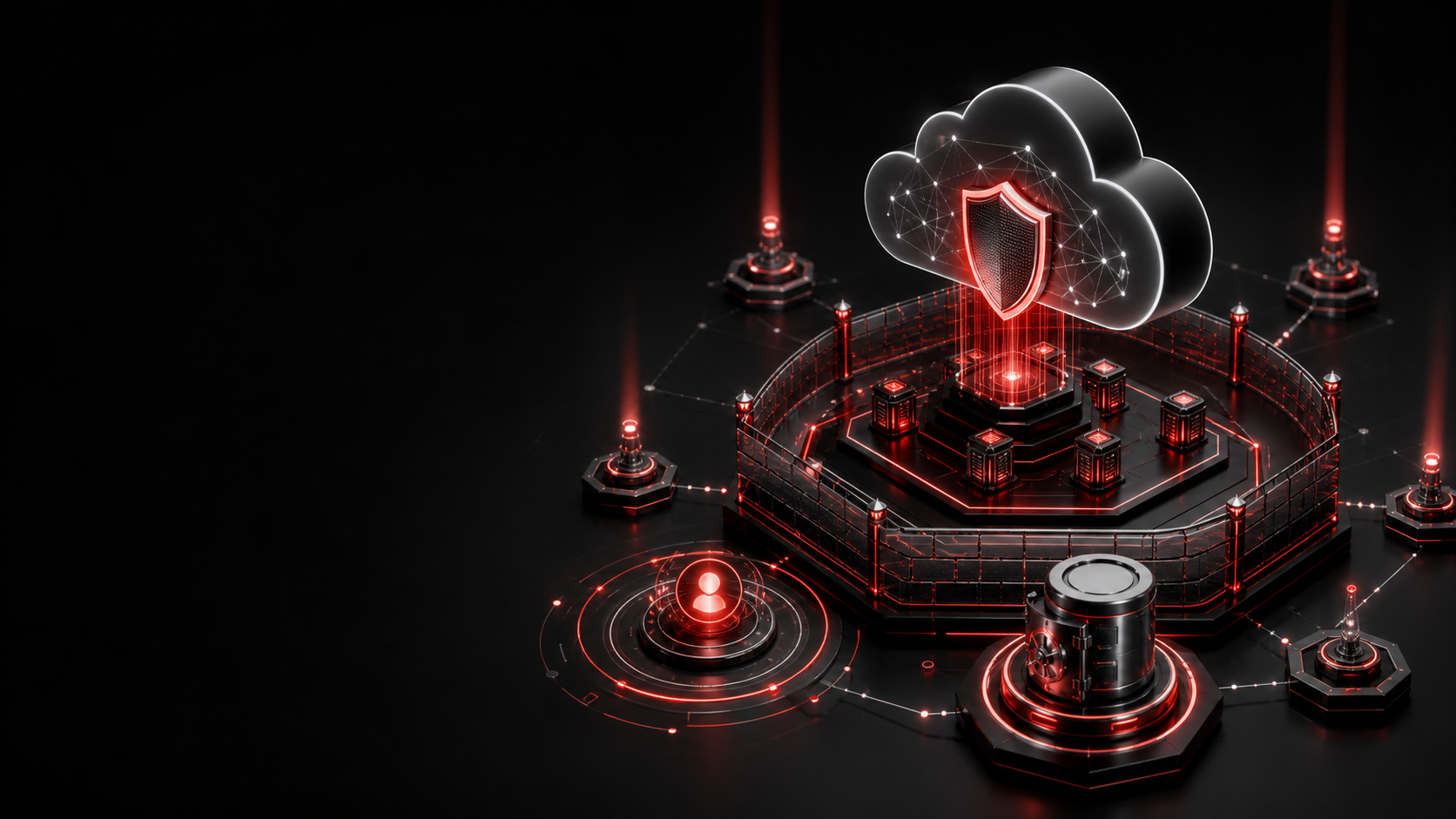 Cloud security architecture with identity, network, data, and monitoring controls