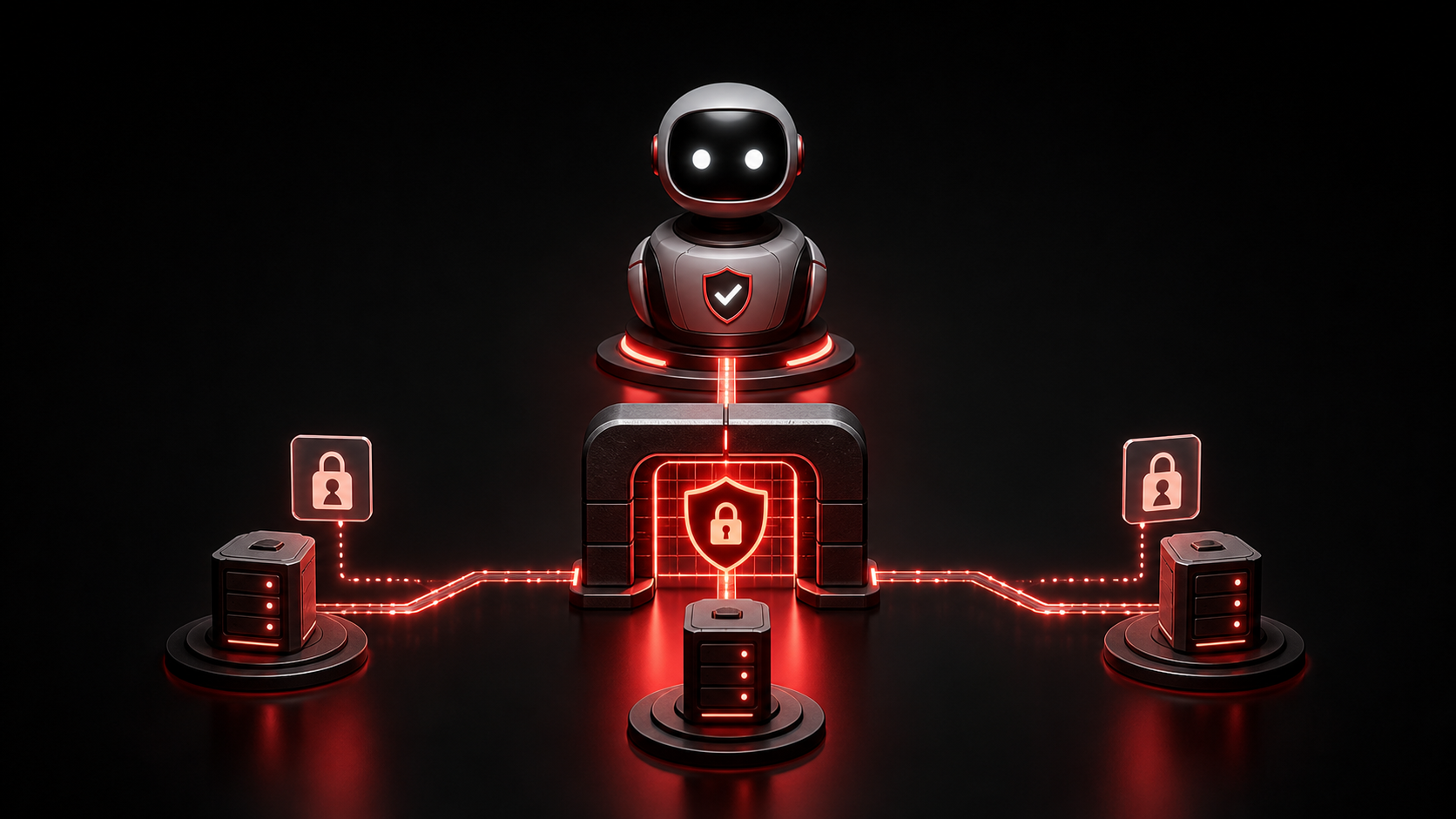 AI agent protected by a gateway of trusted tool servers and least-privilege access controls